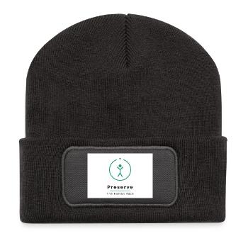 Menschheit Bewahren Symbol - Recycelte Patch Beanie - Dunkelgrau - Vorne