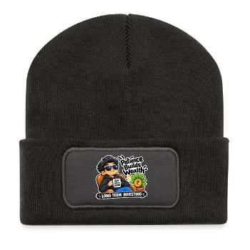 Cool Investor – Langfristige Geduld und Wohlstand - Recycelte Patch Beanie - Dunkelgrau - Vorne