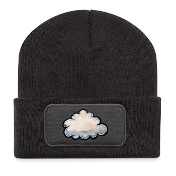 Pastel Cloud Aquarellgrafik - Recycelte Patch Beanie - Dunkelgrau - Vorne