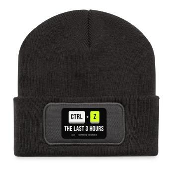 Strg Z: Die letzten 3 Stunden - Recycelte Patch Beanie - Dunkelgrau - Vorne