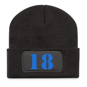 18. 18 JAHRE ALT. 18-JÄHRIGES JUBILÄUM. 18. GEBURTSTAG. - Recycelte Patch Beanie - Dunkelgrau - Vorne