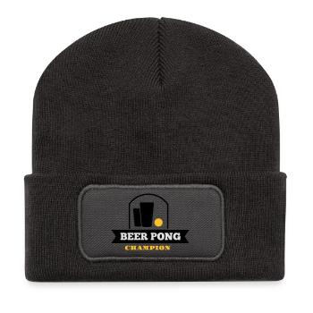 beer pong champion - Recycelte Patch Beanie - Dunkelgrau - Vorne