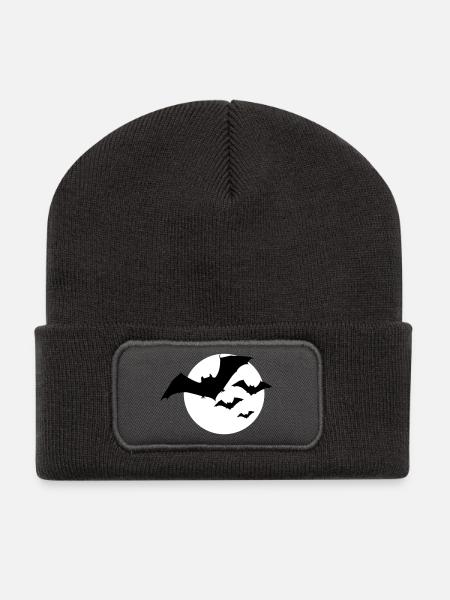 Halloween Fledermaus Schwarm 1c - Recycelte Patch Beanie - Dunkelgrau