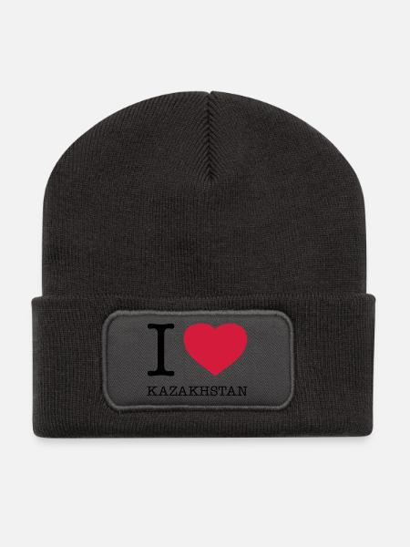 I LOVE KAZAKHSTAN Kasachstan - Recycelte Patch Beanie - Dunkelgrau