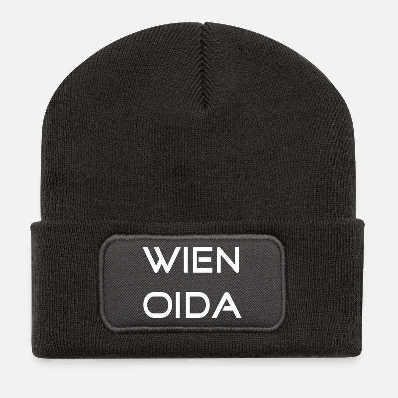 WIEN OIDA - Recycelte Patch Beanie - Dunkelgrau
