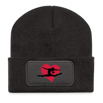 I love gymnastics - Ich liebe gymnastik - Recycelte Patch Beanie - Dunkelgrau - Vorne
