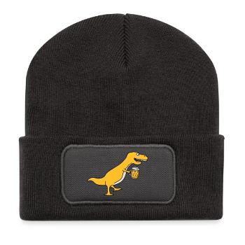 Funny Drunken T-Rex Dino - Beanie recyclé à patch - charbon - Devant