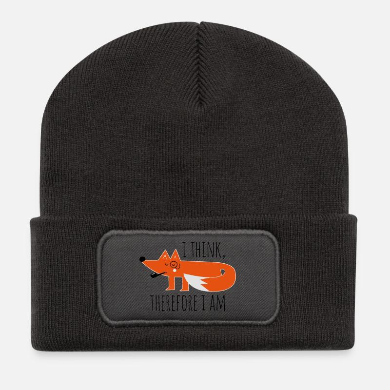 Fuchs Fox Philosophie sprüche geek nerd - Recycelte Patch Beanie - Dunkelgrau