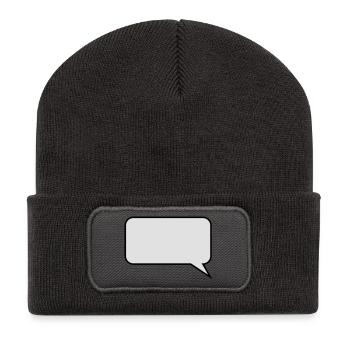 Sprechblase // Comic // Spruch machen // Aussage - Recycelte Patch Beanie - Dunkelgrau - Vorne