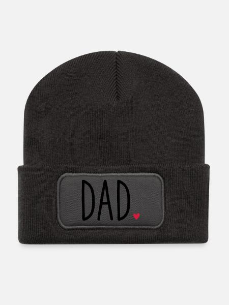 Dad Herz - Geschenk Vatertag Familie Kind Liebe - Recycelte Patch Beanie - Dunkelgrau