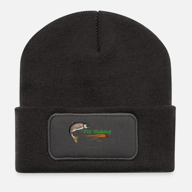 Fly fishing - Recycelte Patch Beanie - Dunkelgrau