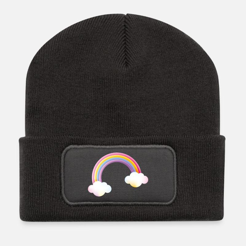 Smiley Rainbow - Recycelte Patch Beanie - Dunkelgrau