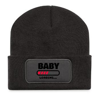 BABY LOADING IDÉE CADEAU DE GROSSESSE DRÔLE - Beanie recyclé à patch - charbon - Devant