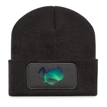 Iceland Iceland Northern Lights Topography Design - Recycled Patch Beanie - dark grey - Front