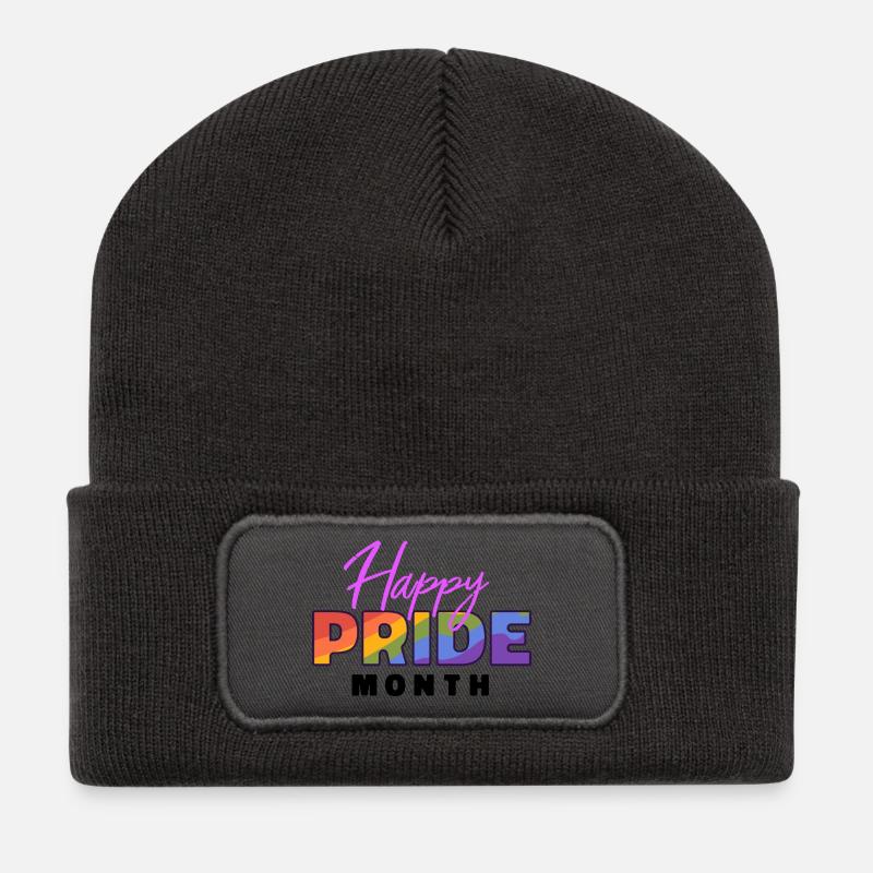 Happy Pride Month - Recycelte Patch Beanie - Dunkelgrau