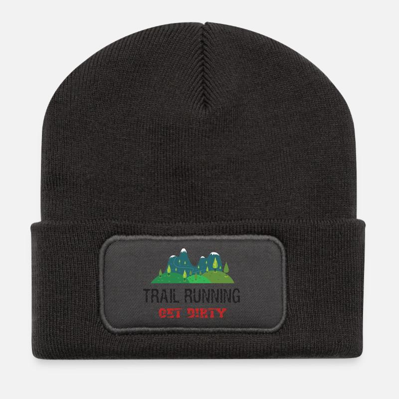 Trail Running – Werden Sie schmutzig! - Recycelte Patch Beanie - Dunkelgrau