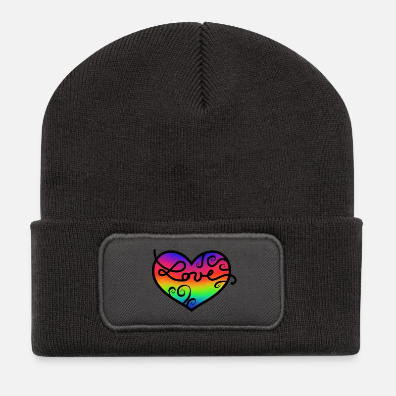 love - Beanie recyclé à patch - charbon