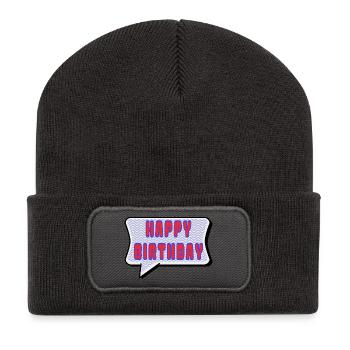 ALLES GUTE ZUM GEBURTSTAG. ALLES GUTE ZUM GEBURTSTAG. JAHRESTAG. - Recycelte Patch Beanie - Dunkelgrau - Vorne