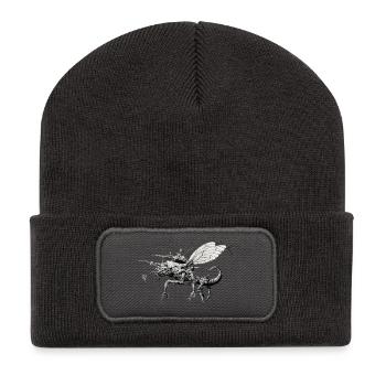 Roboter-Insekt - Recycelte Patch Beanie - Dunkelgrau - Vorne
