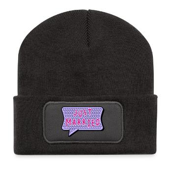 PAAR. GERADE VERHEIRATET. Junggesellinnenabschied. HEILIGER VALENTINSTAG. MARIES - Recycelte Patch Beanie - Dunkelgrau - Vorne