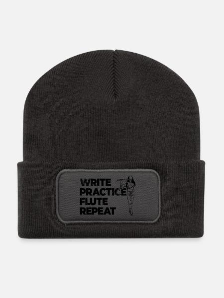 Motivierender Flötenspruch - Recycelte Patch Beanie - Dunkelgrau