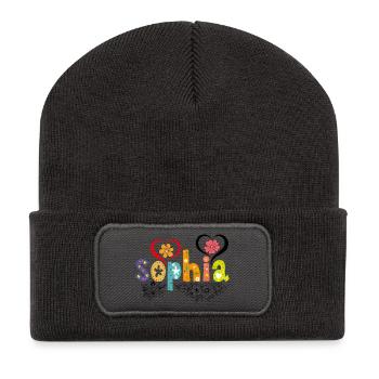 Nom personnalisé de Sophia - Beanie recyclé à patch - charbon - Devant