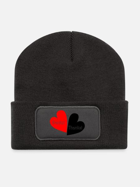 Danke Thanks Herz - Recycelte Patch Beanie - Dunkelgrau