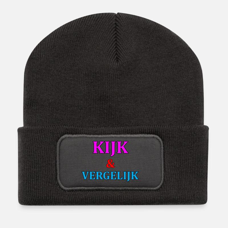 Look & Compare Motivation Print - Recycled Patch Beanie - dark grey