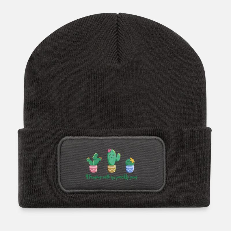 Kaktus Trio - Hanging with my gang - Recycelte Patch Beanie - Dunkelgrau