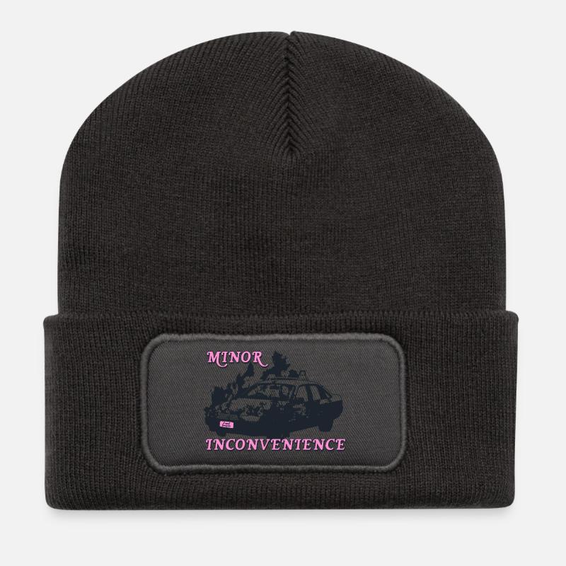 Minor Inconvenience Statement Design - Recycelte Patch Beanie - Dunkelgrau