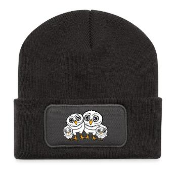 4 Owls Dad Mom Child Baby Family Mother Father - Recycled Patch Beanie - dark grey - Front