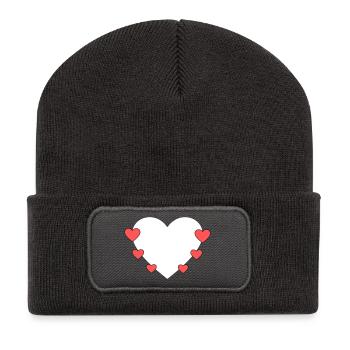 Cœur avec de petits cœurs - Beanie recyclé à patch - charbon - Devant