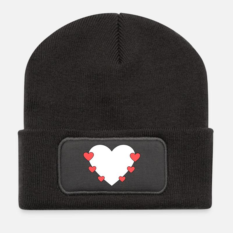 Cœur avec de petits cœurs - Beanie recyclé à patch - charbon