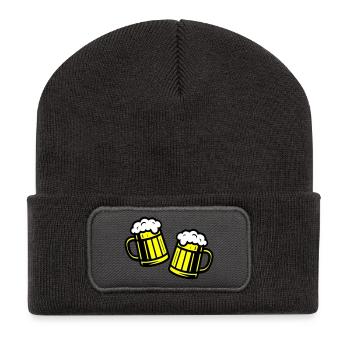 Beer glass, cheers symbol beer - Recycled Patch Beanie - dark grey - Front
