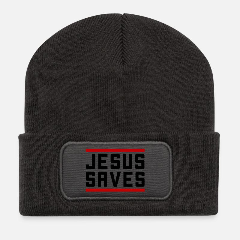 Jesus Rettet Christlich - Recycelte Patch Beanie - Dunkelgrau