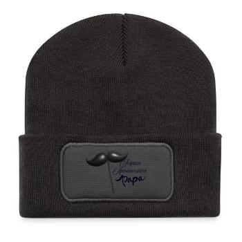 Alles Gute zum Geburtstag, Papa - Recycelte Patch Beanie - Dunkelgrau - Vorne