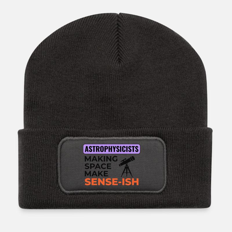Astrophysikerinnen und Astrophysiker machen den Weltraum sinnvoll - Recycelte Patch Beanie - Dunkelgrau