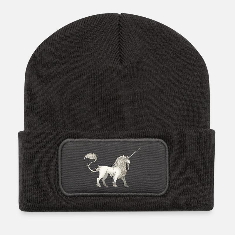 Einhorn - Recycelte Patch Beanie - Dunkelgrau