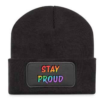 Bleib stolz - Recycelte Patch Beanie - Dunkelgrau - Vorne