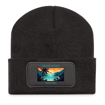 Bahamas Paradise Islands Tropical Beach Sun Palm - Recycled Patch Beanie - dark grey - Front
