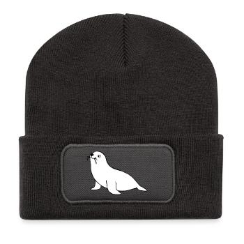 Seehund Robben T-shirt Geschenk Norddeutschland - Recycelte Patch Beanie - Dunkelgrau - Vorne