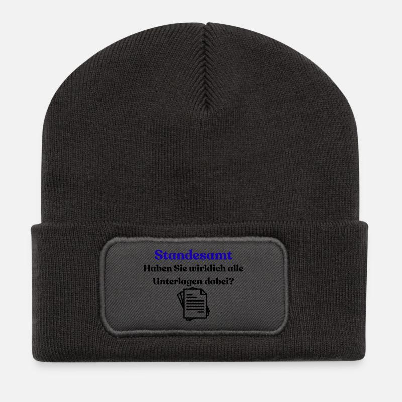 Cabinet d’État d’écriture Style mariage - Beanie recyclé à patch - charbon