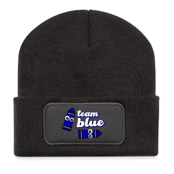 Funny Crayon Blue Team - Recycled Patch Beanie - dark grey - Front