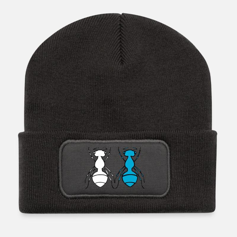 Ant Duo - Recycelte Patch Beanie - Dunkelgrau