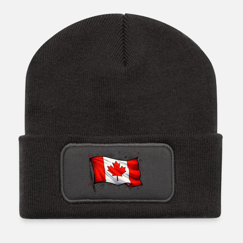 Kanada Flagge - Recycelte Patch Beanie - Dunkelgrau