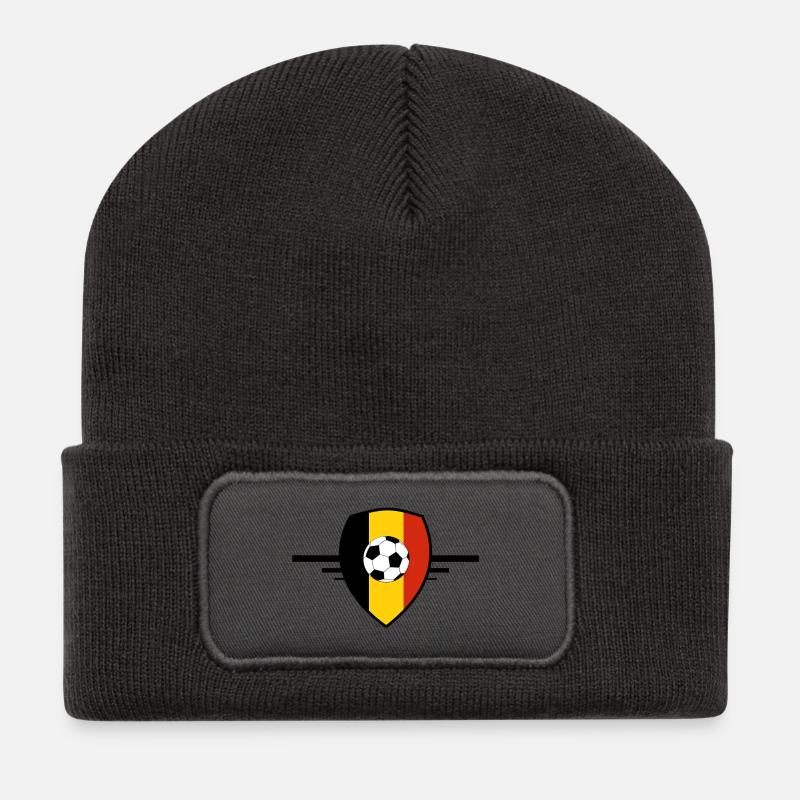 Belgisches Fußballwappen Belgien - Recycelte Patch Beanie - Dunkelgrau