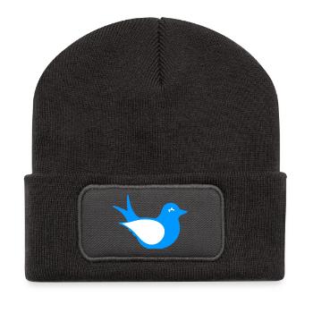 Bird silhouette sitting, animal motif - Recycled Patch Beanie - dark grey - Front