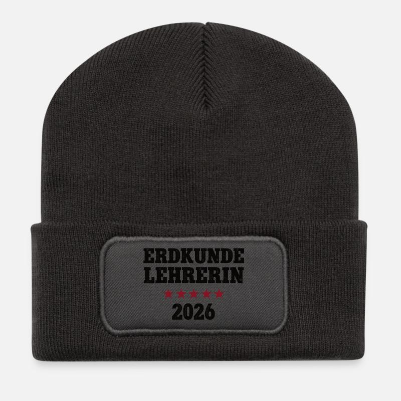 Erdkunde Lehrerin 2026 Beruf Geo Studium Geografie - Recycelte Patch Beanie - Dunkelgrau