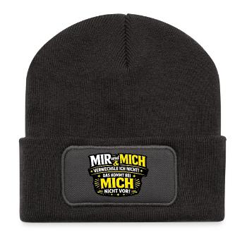 Mir und Mich verwechsle ich nicht – Grammatik  - Recycelte Patch Beanie - Dunkelgrau - Vorne