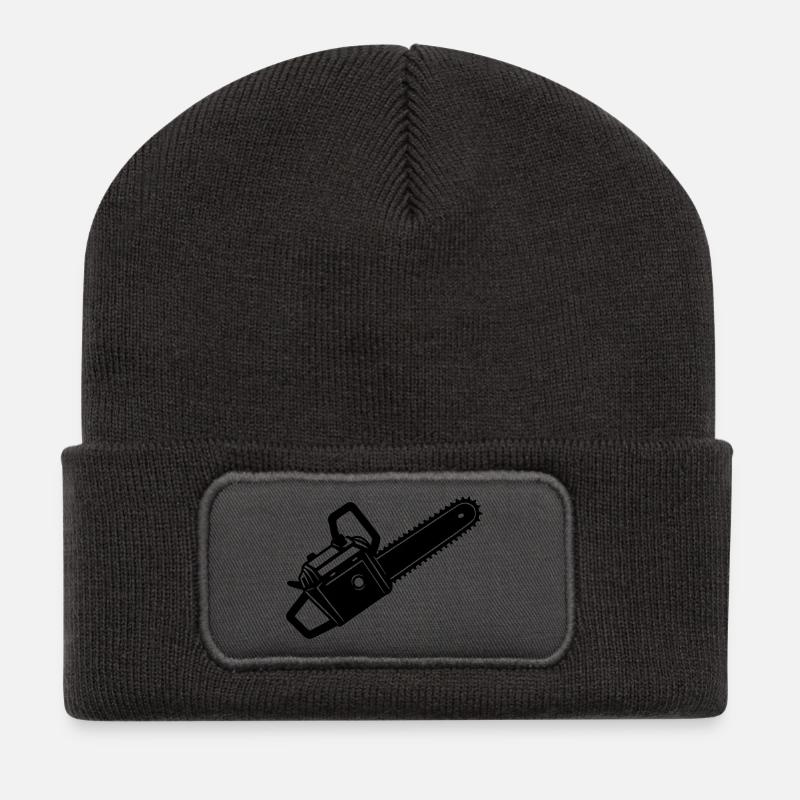 Holzschlag-Kettensäge - Recycelte Patch Beanie - Dunkelgrau